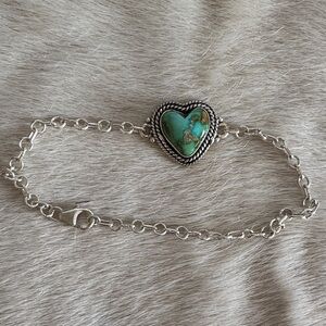 Sterling Silver Sonoran Turquoise Heart Bracelet